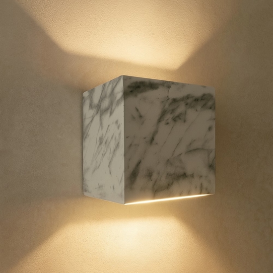 Applique cubo led 13w 3000k effetto marmo bianco fp