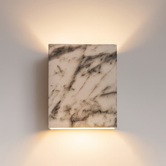 Applique cubo led 13w 3000k effetto marmo bianco fp