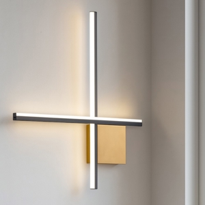 Applique oro nero design moderna bacchette 50cm led 15w 3000k