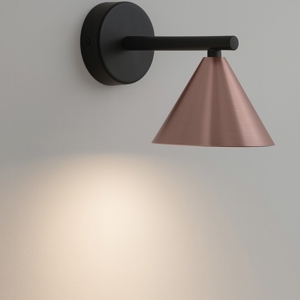 Applique da parete a cono paralume colore oro rosa