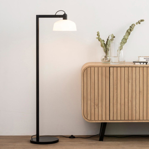 Lampada da terra moderna metallo nero e bianco minimalista