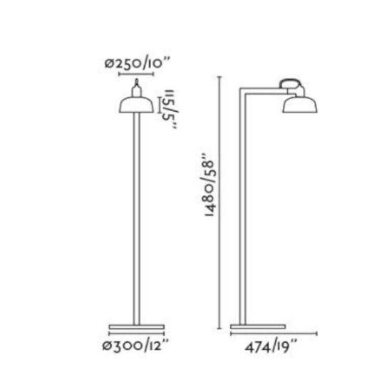Lampada da terra moderna metallo nero e bianco minimalista