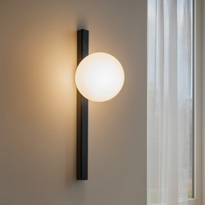 Ideal lux binomio ap1 applique elegante nera sfera vetro bianco