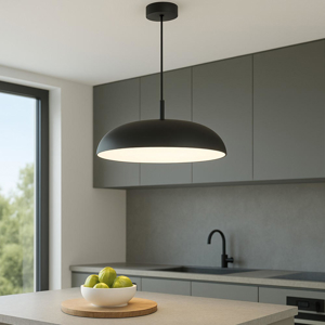 Lampadario nero per cucina moderna cupola 50cm