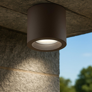 Plafoniera corten da esterno design cilindro led 12w 3000k