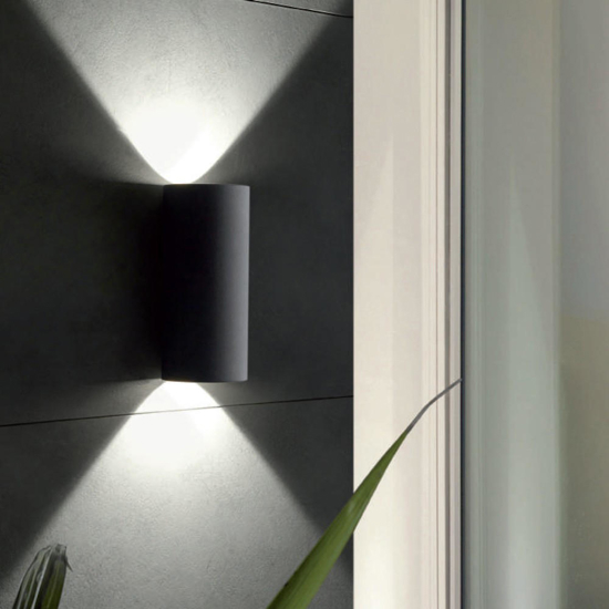 Applique da esterno grafite cilindro biemissione luce led 12w 4000k