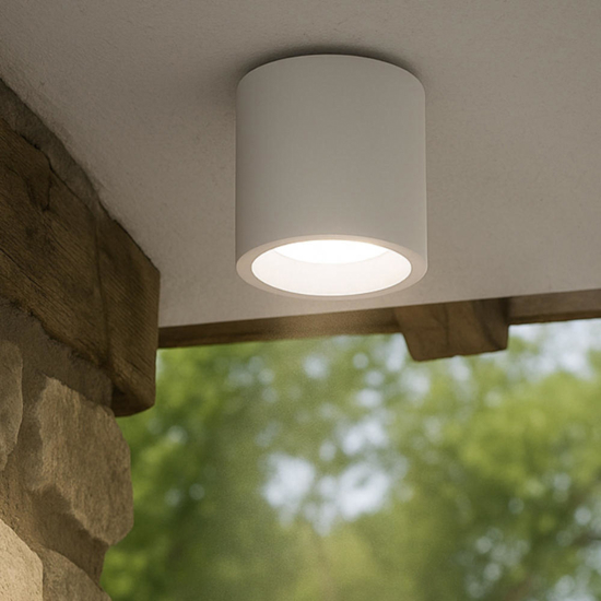 Plafoniera bianca per esterni design cilindro led 12w 4000k ip65