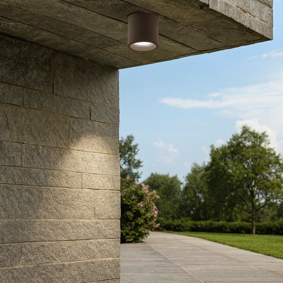 Plafoniera per esterni cilindro corten led 12w 4000k ip65