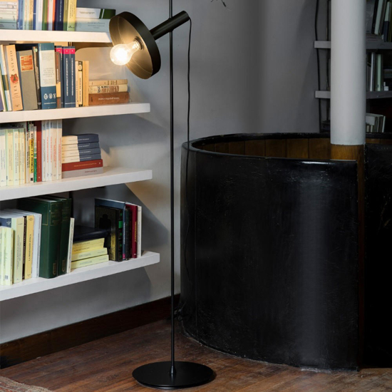 Lampada da terra orientabile industrial metallo nero