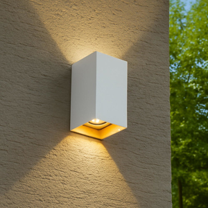 Applique da esterno bianca e oro moderna led 12w 3000k ip54