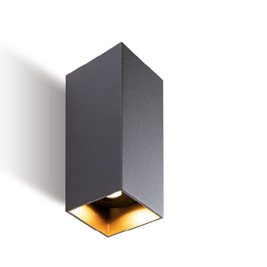 Applique da esterno nera e oro rettangolare led 12w 3000k