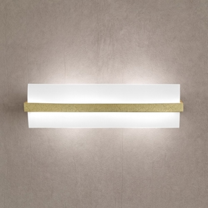Applique da parete extra large legno foglia oro wood top light