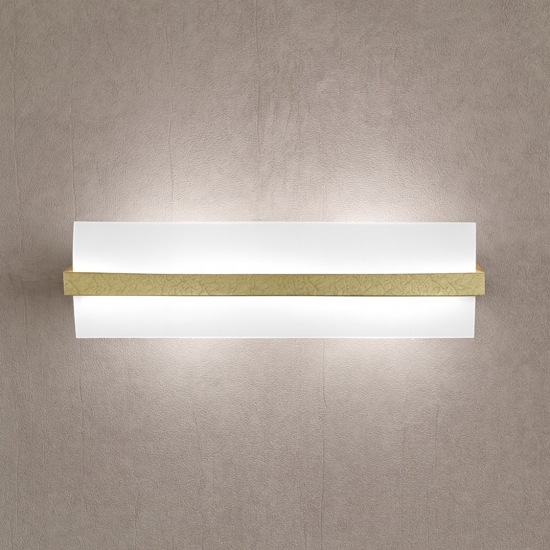 Applique da parete extra large legno foglia oro wood top light
