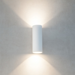 Applique cilindro verticale bianco di gesso ceramica verniciabile