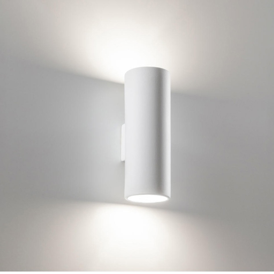 Applique cilindro verticale bianco di gesso ceramica verniciabile