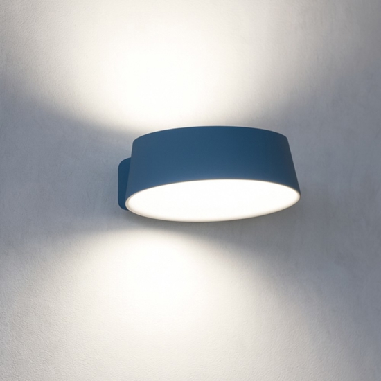 Oxygen stilnovo applique led 17w 3000k metallo azzurro dimmerabile