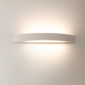 Lampada in gesso ceramica bianca da parete verniciabile applique curva