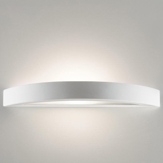 Lampada in gesso ceramica bianca da parete verniciabile applique curva