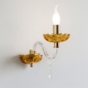 Ondaluce applique vetro cristallo ambra