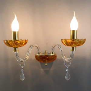 Applique da parete ondaluce vetro cristallo ambra elegante due luci