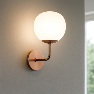 Applique erich struttura oro rosa sfera vetro bianco maytoni