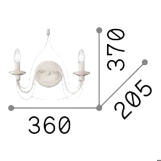 Corte ap2 applique ferro battuto bianco anticato 2 luci ideal lux