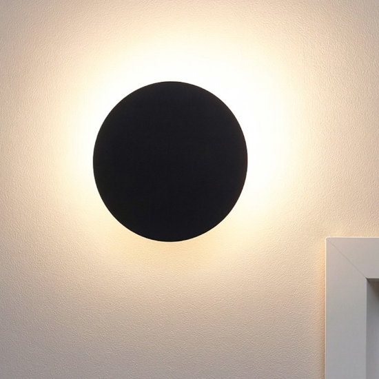 Applique cerchio nero 30cm da parete moderna per interni