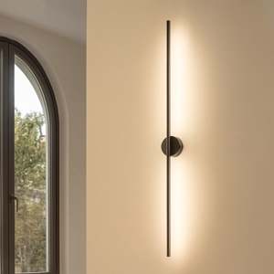 Applique bacchetta moderna led 15w nera 90 cm 3500k