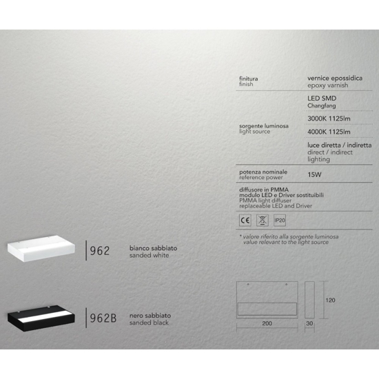Applique isyluce plate duplex bianco led 15w 3000-4000k