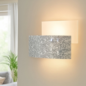 Lara applique da parete gea luce vetro bianco foglia argento