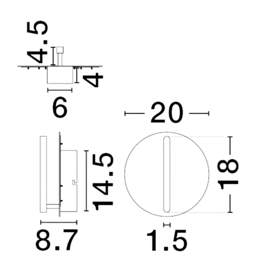 Applique da parete tondo led 3000k orientabile bianco