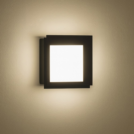 Passpartou ondaluce applique led 3000k quadrata ner per interni
