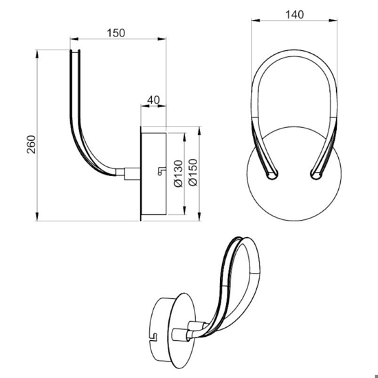 Applique da parete moderna 11w led 4000k design cromo dimmerabile