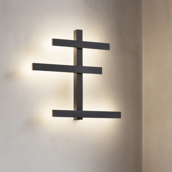 Gea luce rake applique da parete led 34w 3000k nero minimal