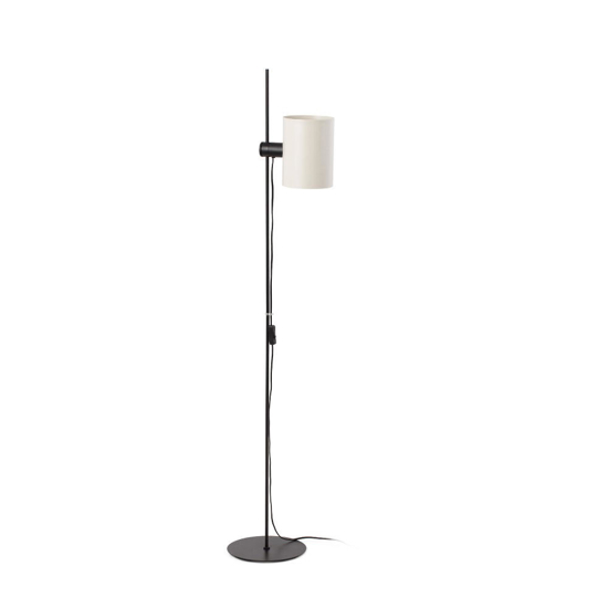 Lampada da terra metallo nero paralume beige orientabile