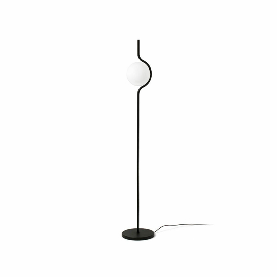 Piantane da terra vetro nero opaco vetro bianco led 3000k dimmerabile