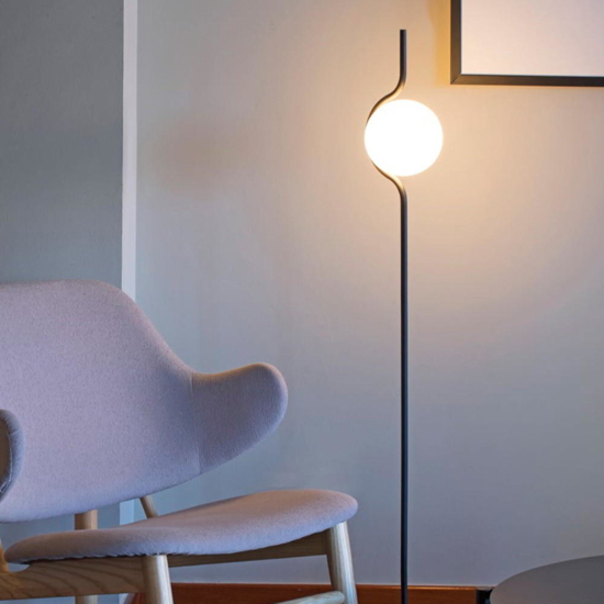 Piantane da terra vetro nero opaco vetro bianco led 3000k dimmerabile