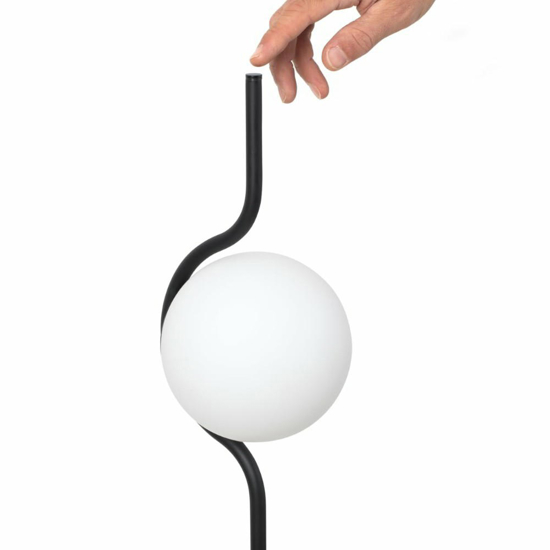 Piantane da terra vetro nero opaco vetro bianco led 3000k dimmerabile