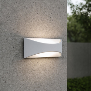Applique da esterno design moderno bianca biemissione led 6w 3000k ip65