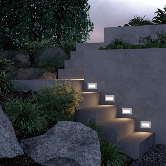 Maytoni bosca segnapasso per esterno bianco da incasso led 3000k ip65