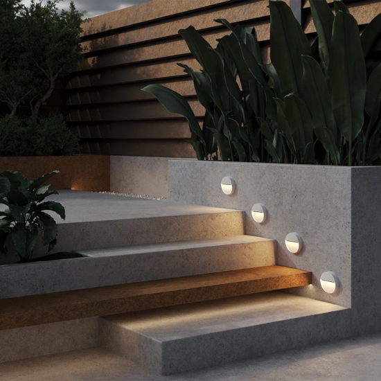 Maytoni mane segnapasso da esterno moderno bianco led 3000k ip54