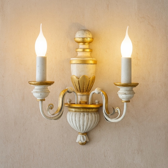 Ideal lux firenze ap2 applique due luci bianca e oro