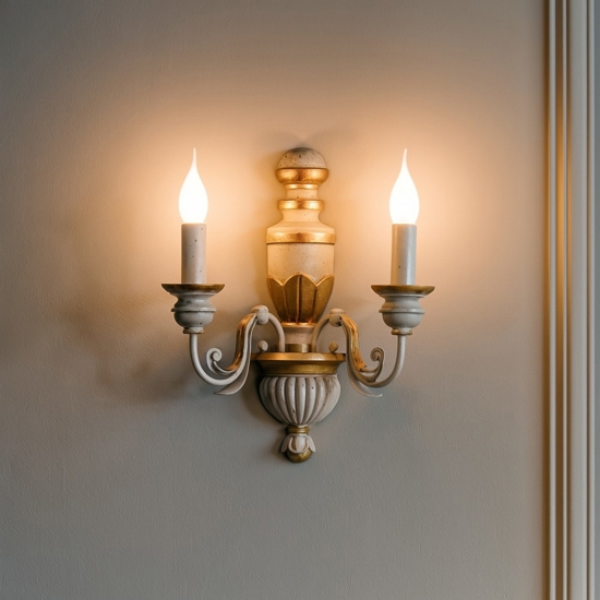 Ideal lux firenze ap2 applique due luci bianca e oro