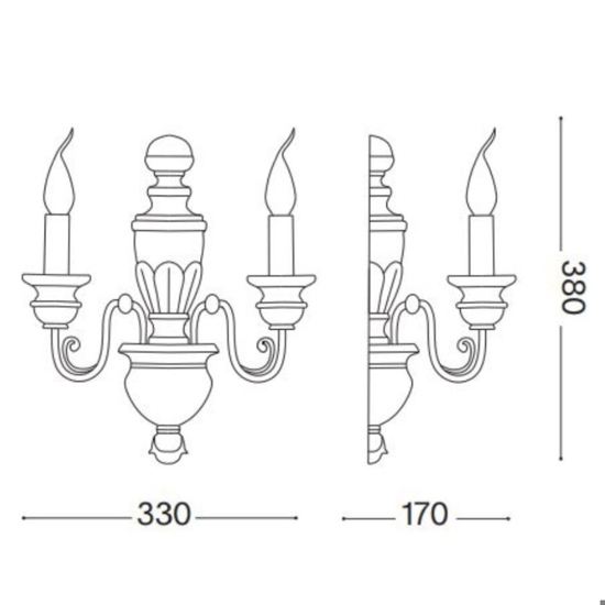 Ideal lux firenze ap2 applique due luci bianca e oro