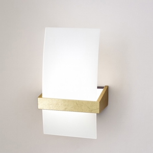 Applique da parete legno oro vetro wood top light