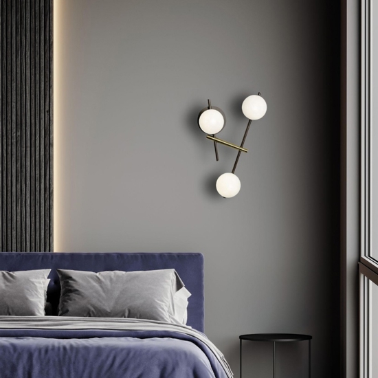 Applique lampada da parete moderna nero oro kika miloox