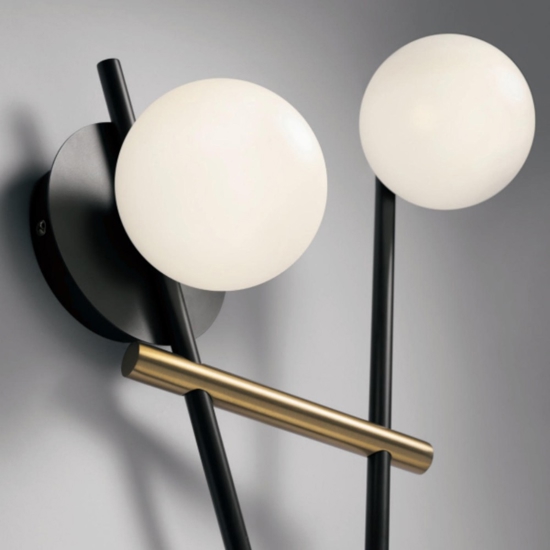 Applique lampada da parete moderna nero oro kika miloox