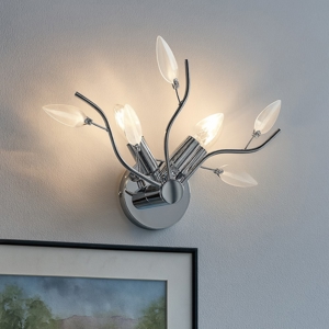 Applique affralux cromo lucido trasparenti cristalli petali