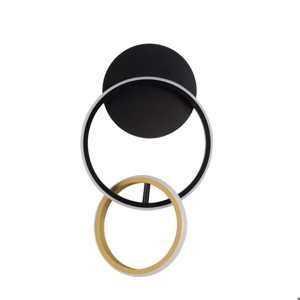 Applique da parete cerchi nero oro led 15w 3000k moderna