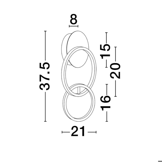 Applique da parete cerchi nero oro led 15w 3000k moderna